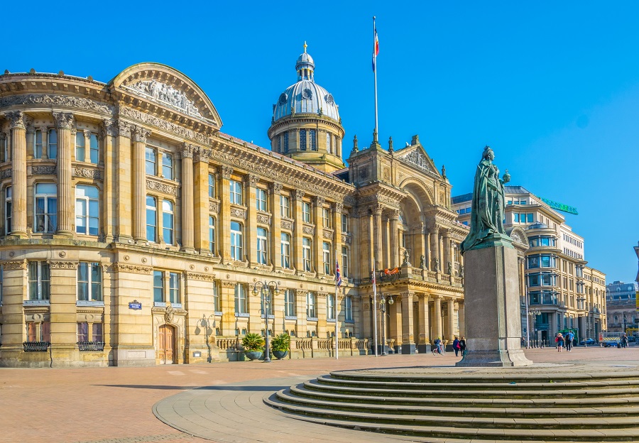 The Birmingham Museum and Art Gallery is a large regal building with a statue outside and is one of the best free things to do in Birmingham.