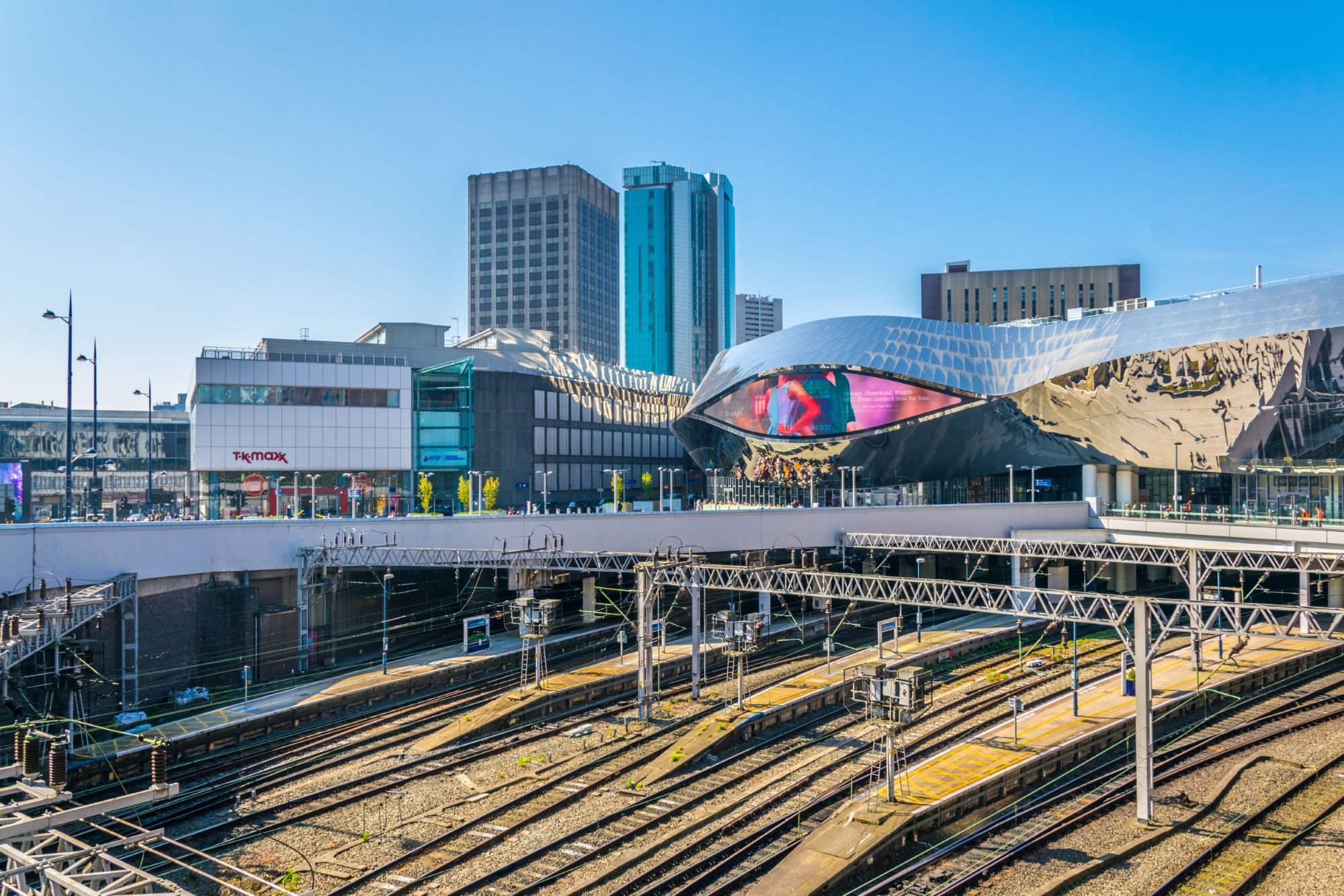 Birmingham New Street Station on a sunny day