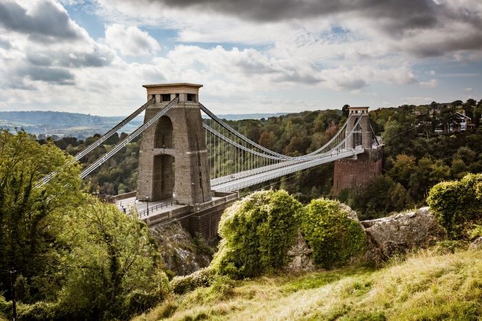 Clifton suspension bridge from a hillside