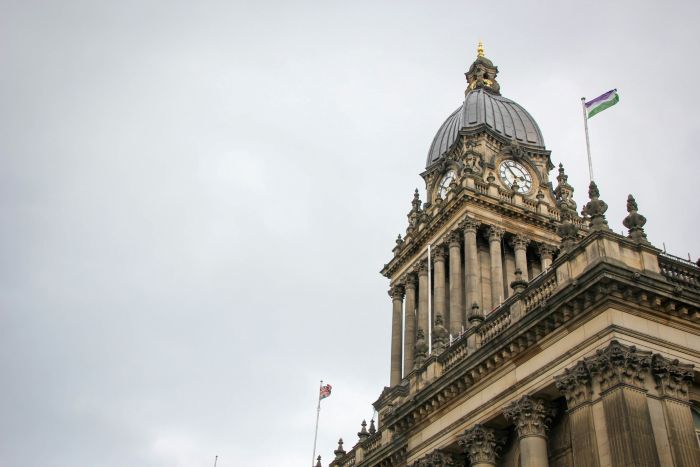 The clock tower of Leeds City Hall