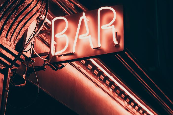 Neon red bar sign