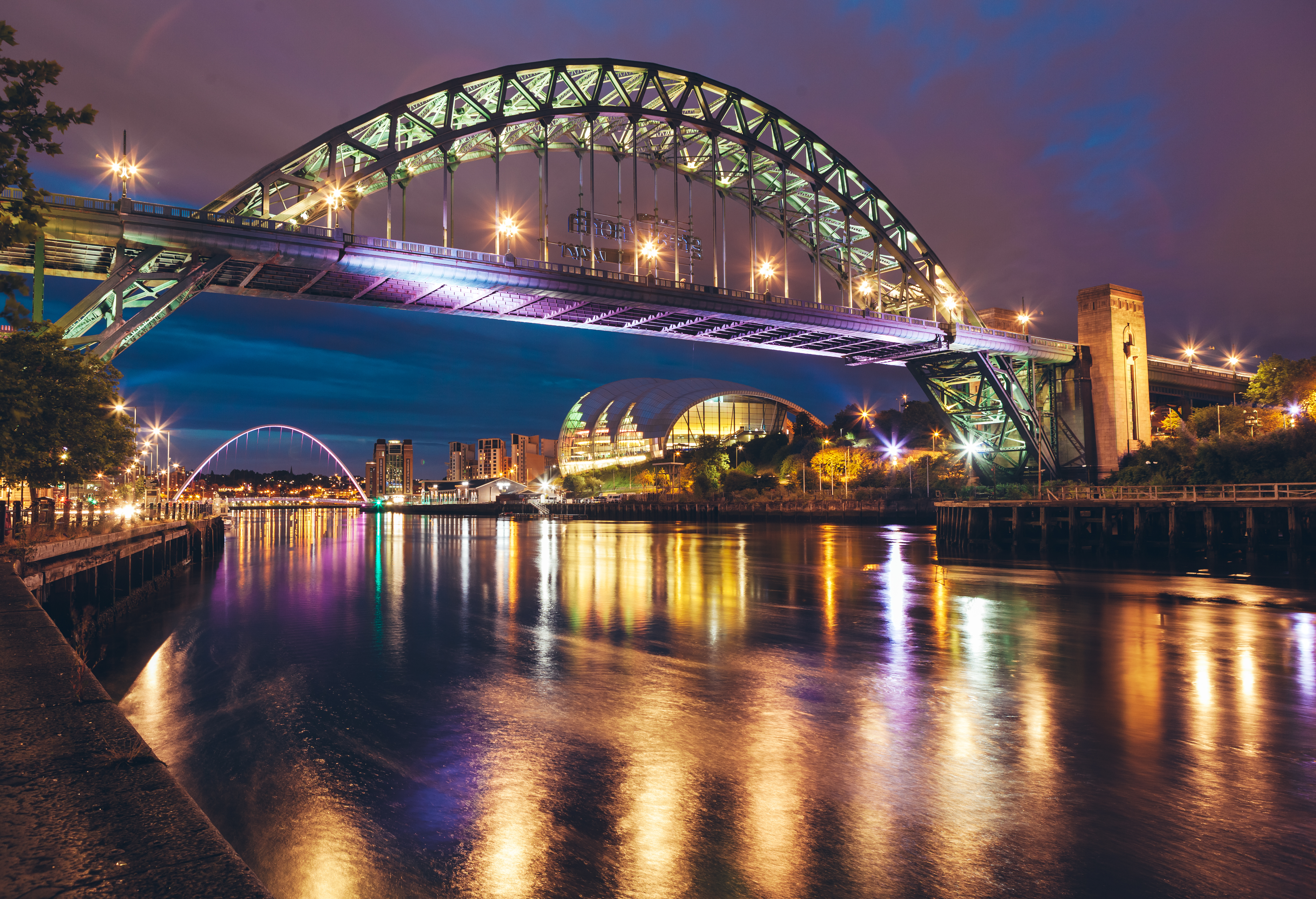 An evening shot of the Tyne bridge