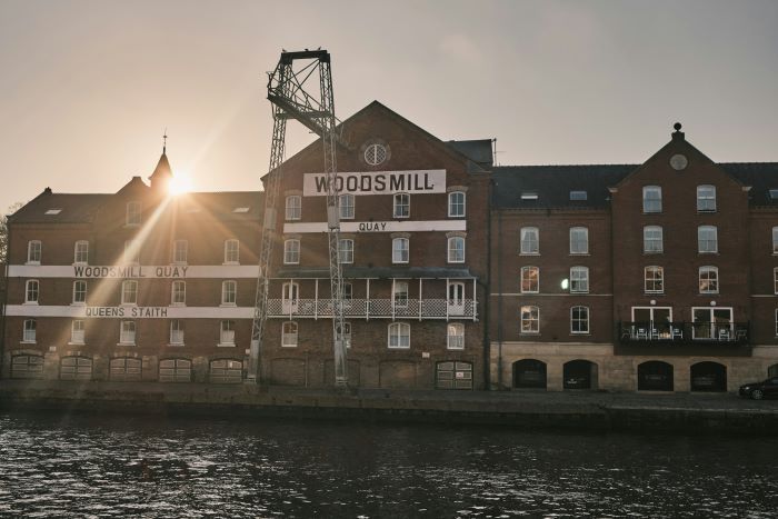 Woodsmill Quay building on the River Ouse in York.